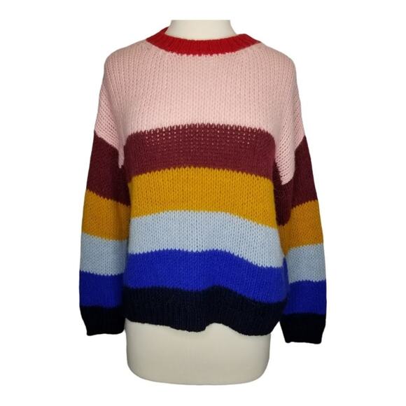 XiRENA Sweater Womens XS Alpaca Apres Ski Taos Alpaca Stripe Crewneck Oversized - Picture 4 of 10